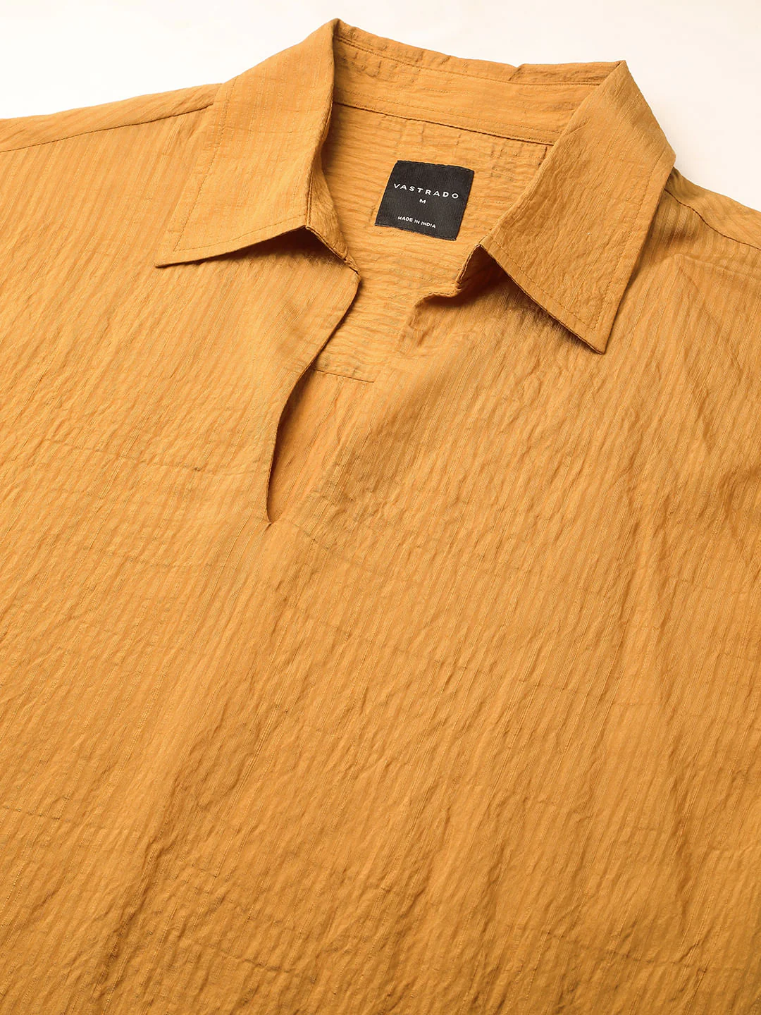 Apricot Stripe Oversized Polo Crinkled Shirt - Image 3