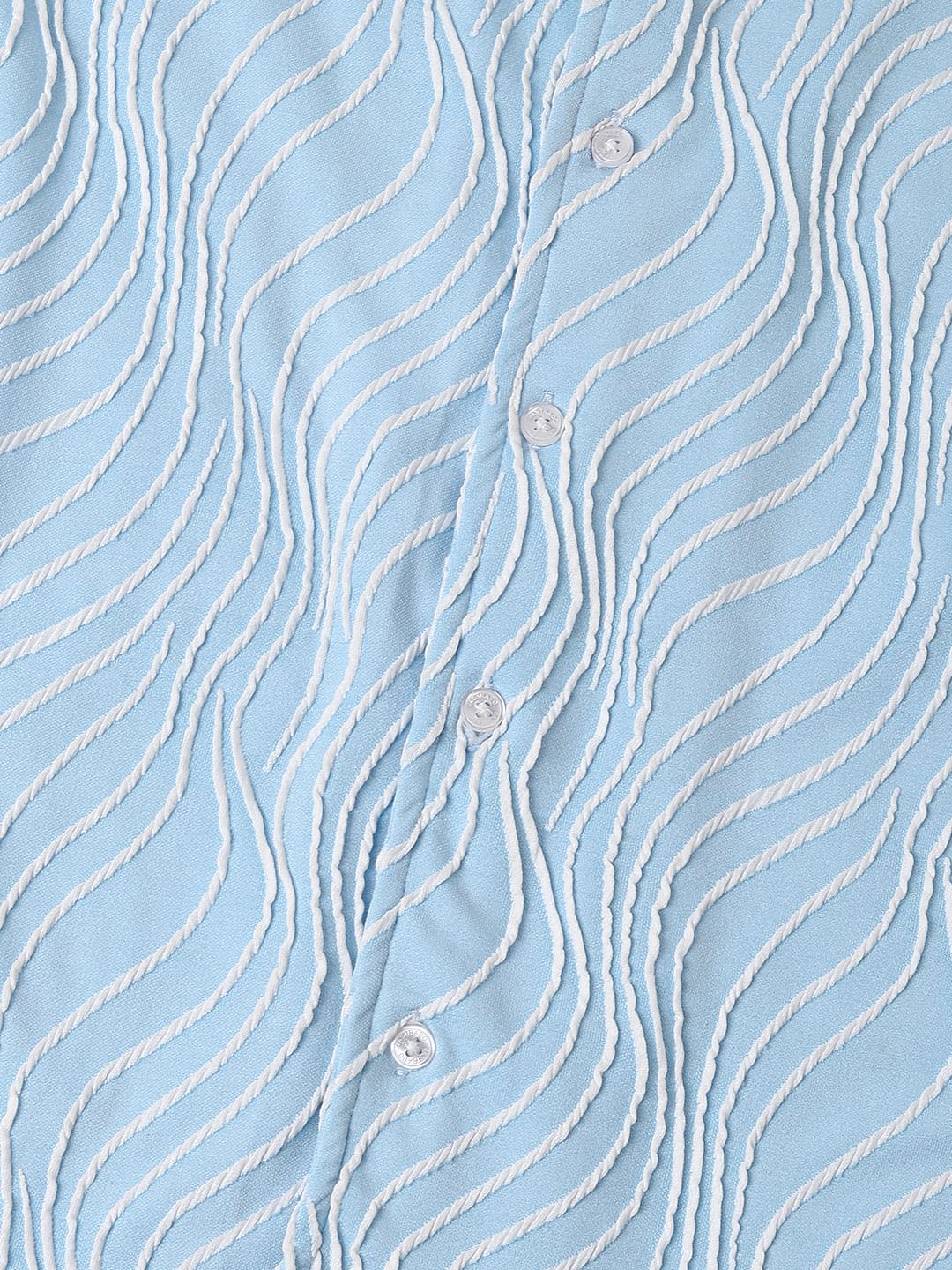 Arctic Blue Wavy Patterned Oversized Shirt - Image 3