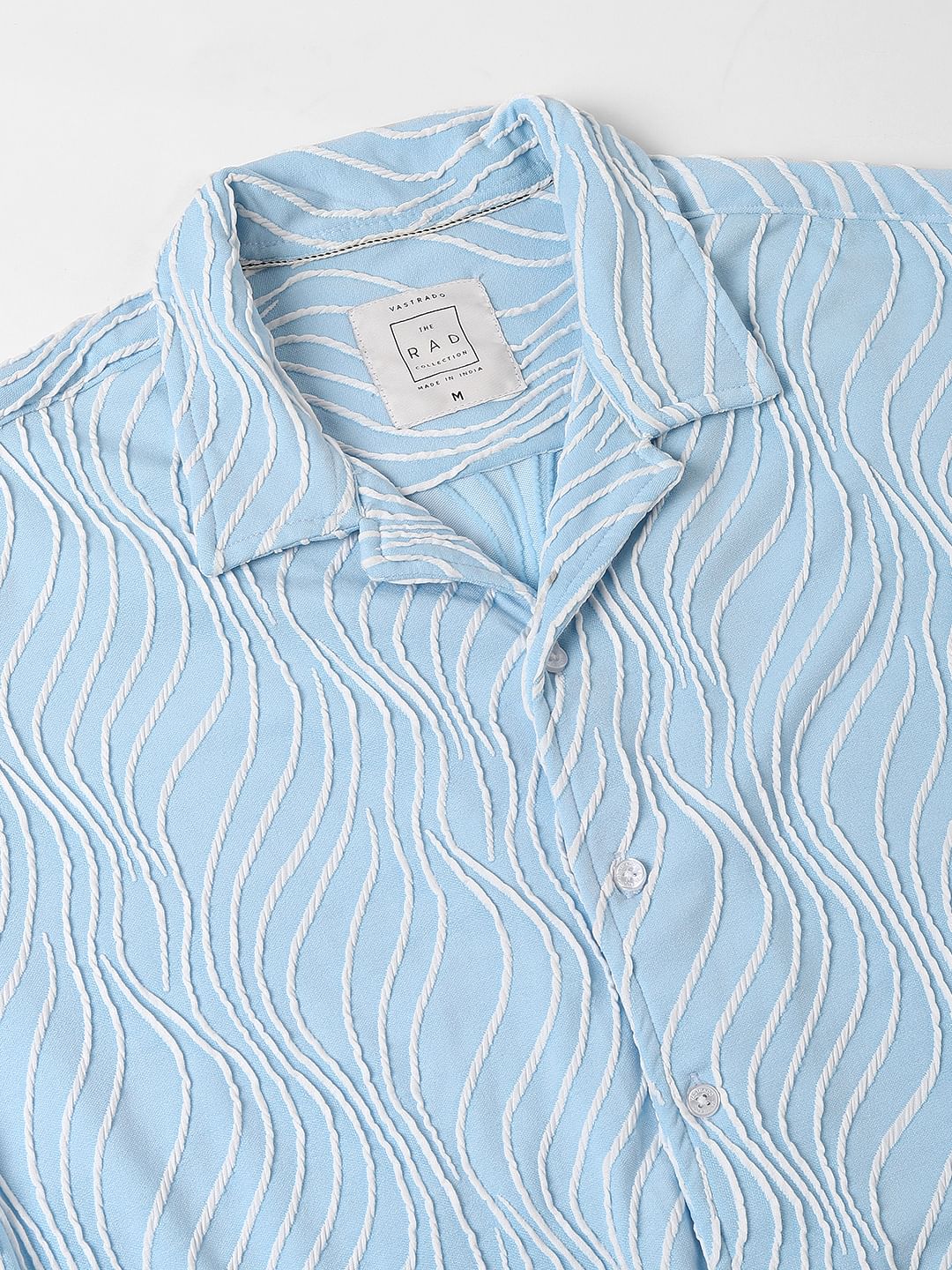 Arctic Blue Wavy Patterned Oversized Shirt - Image 9