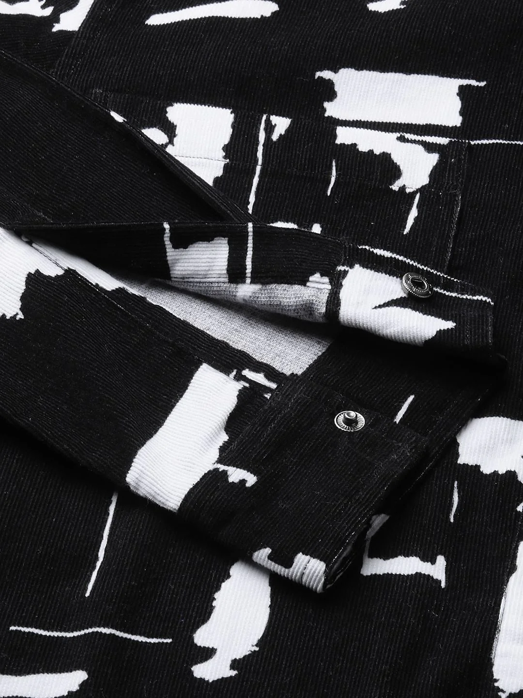 Artistic Achromatic Double Pocket Corduroy Shirt - Image 9