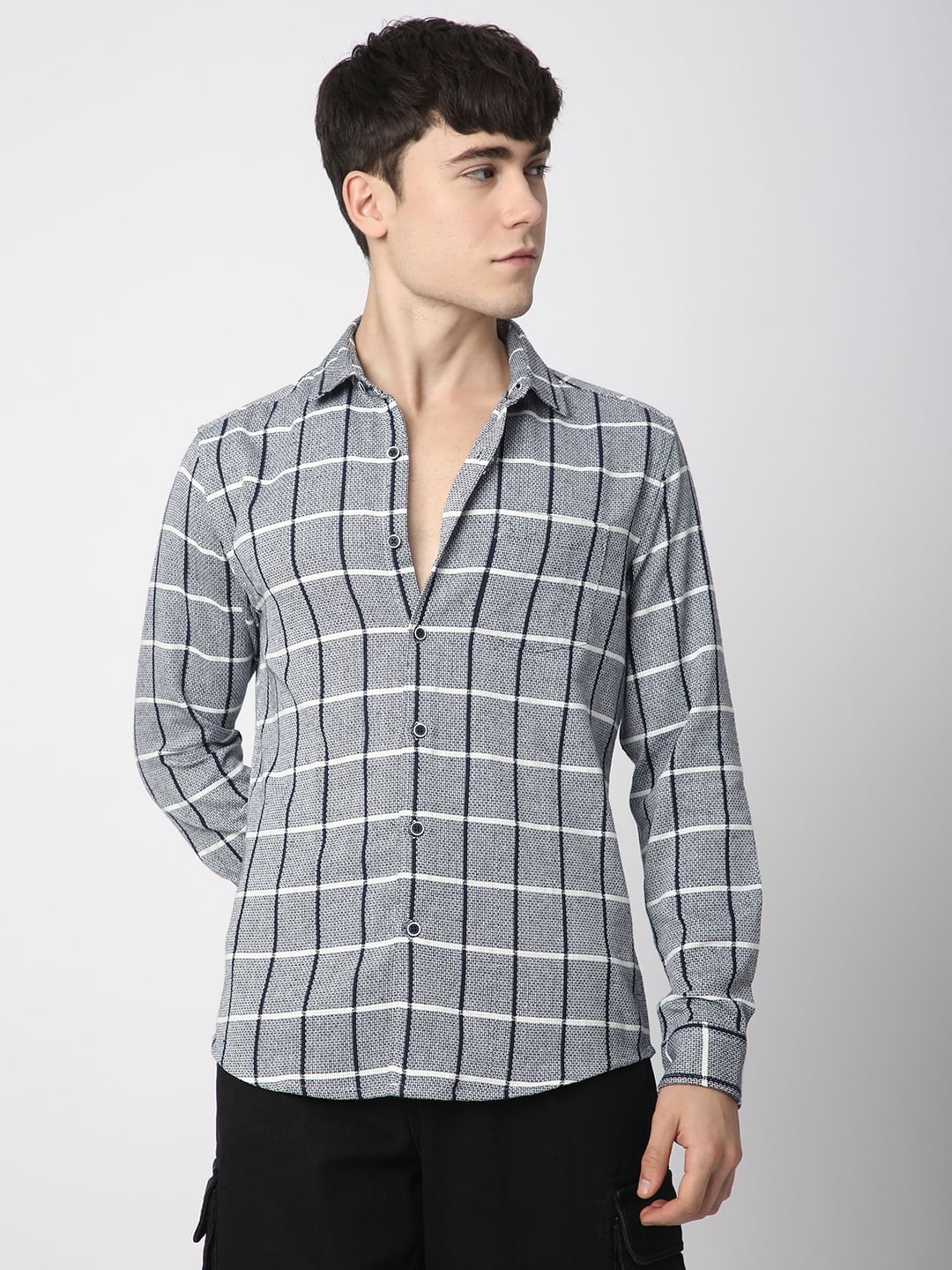 Black & White Interweave Window Checked Shirt - Image 4