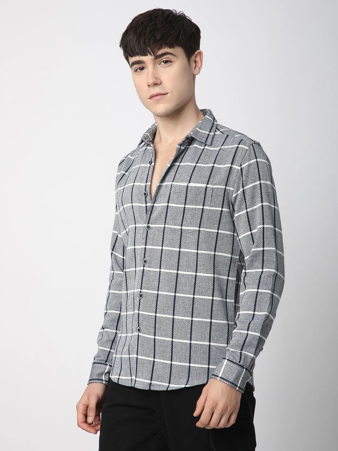 Black & White Interweave Window Checked Shirt - Image 5