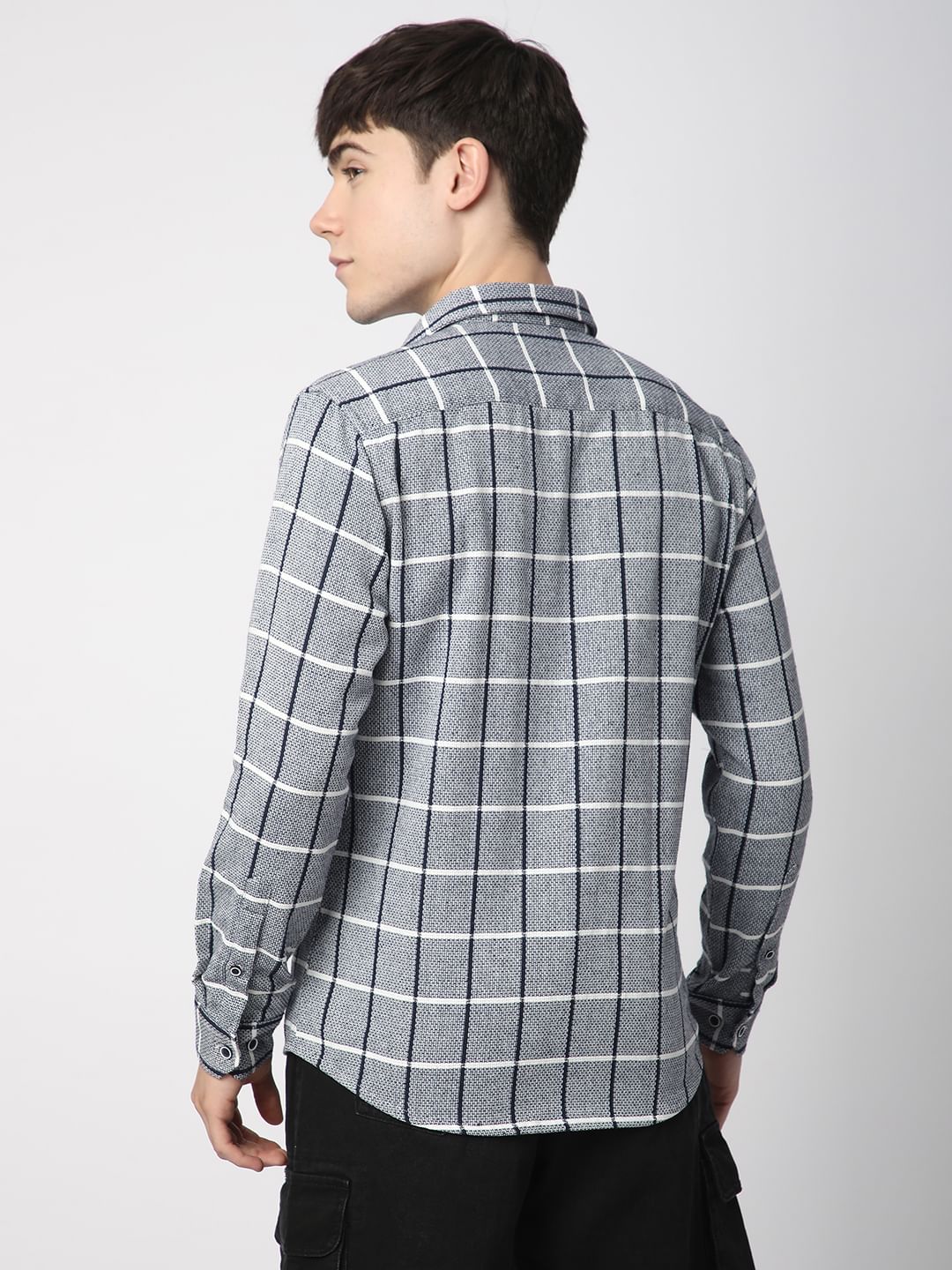 Black & White Interweave Window Checked Shirt - Image 6