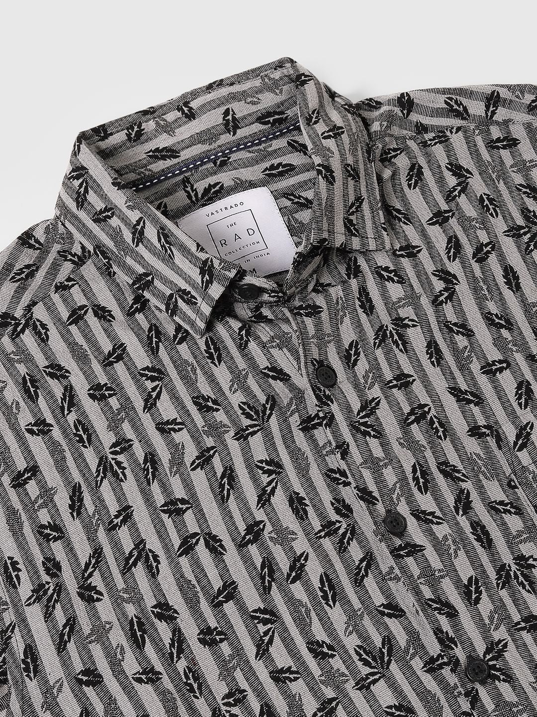 Elegant Black Leafy Striped Shirt - Image 9