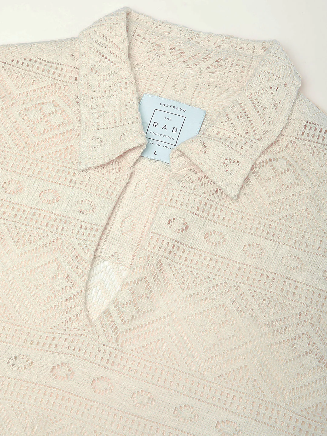 Finesse Ivory Breezy Mesh Oversized Polo Shirt - Image 8