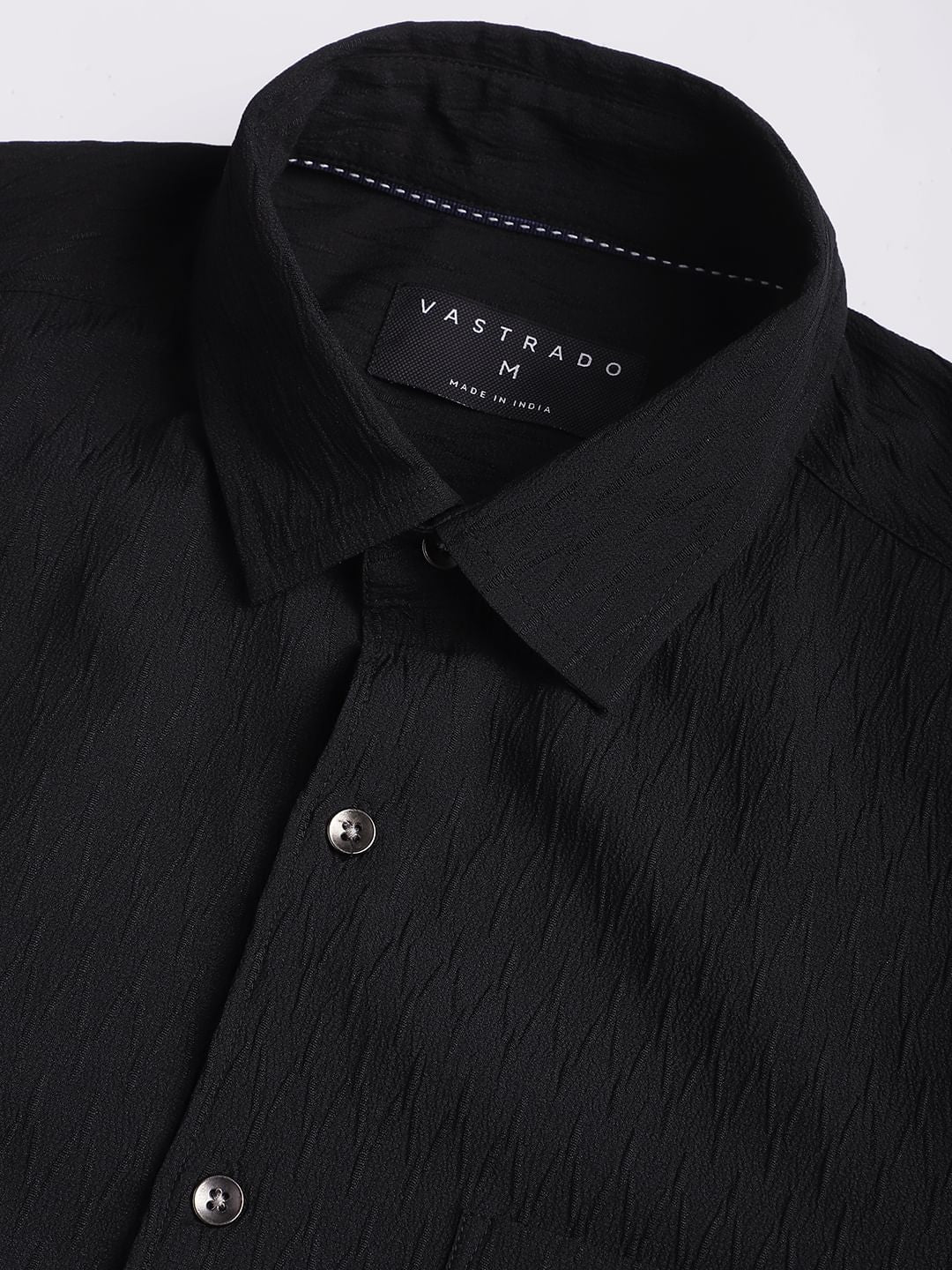 Intense Black Crinkled Textured Shirt - Image 3