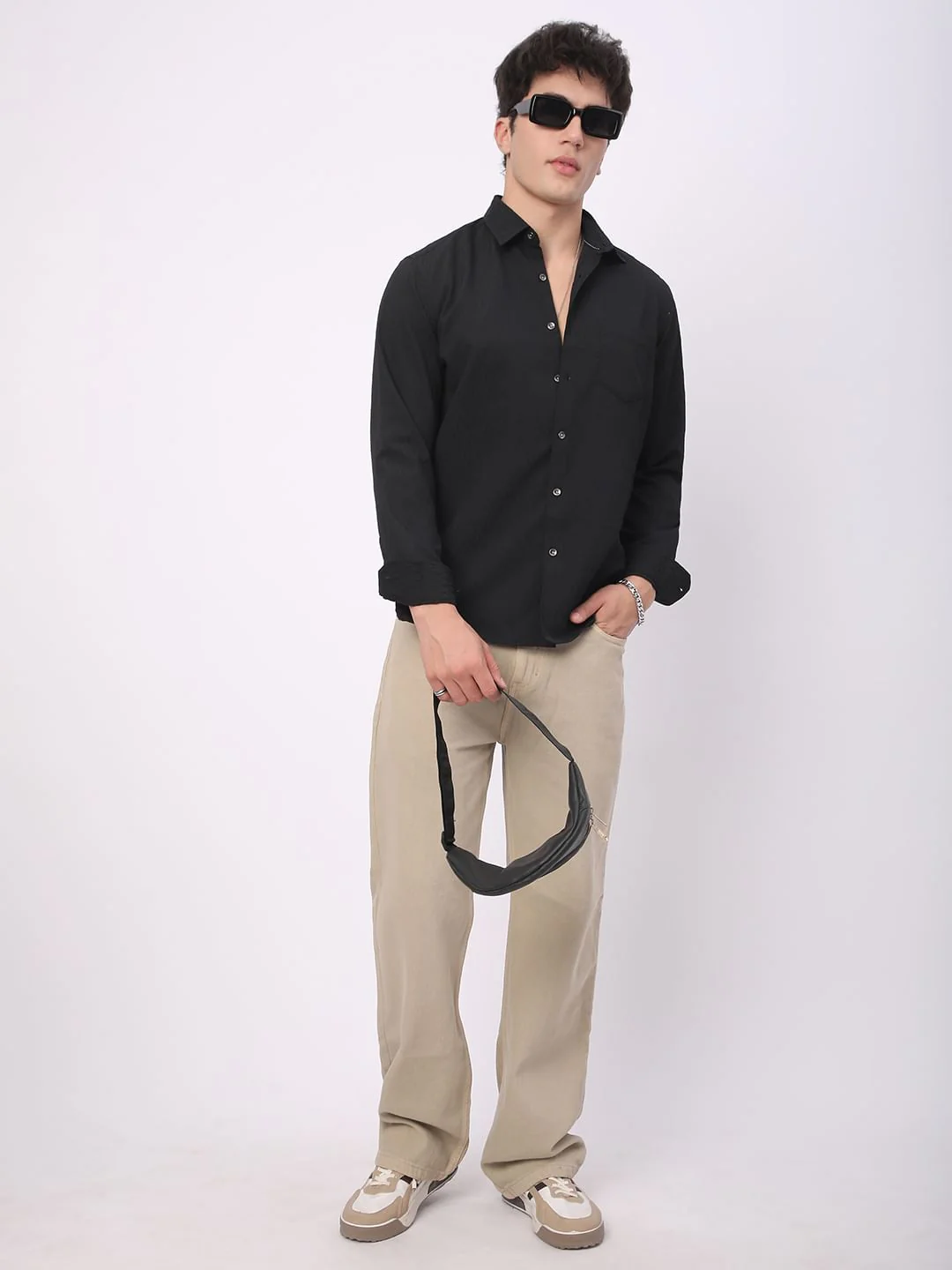Intense Black Crinkled Textured Shirt - Image 8