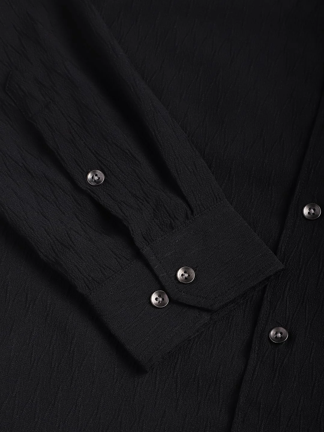 Intense Black Crinkled Textured Shirt - Image 9