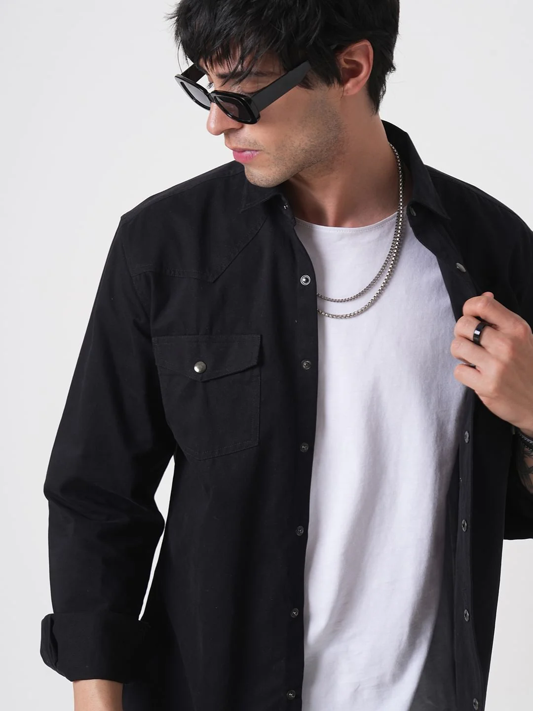 Intense Black Double Pocket Overshirt - Image 4