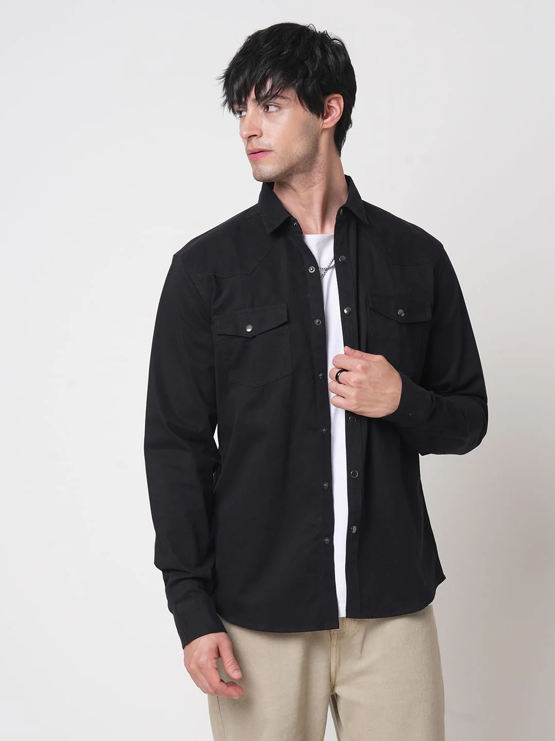 Intense Black Double Pocket Overshirt - Image 5