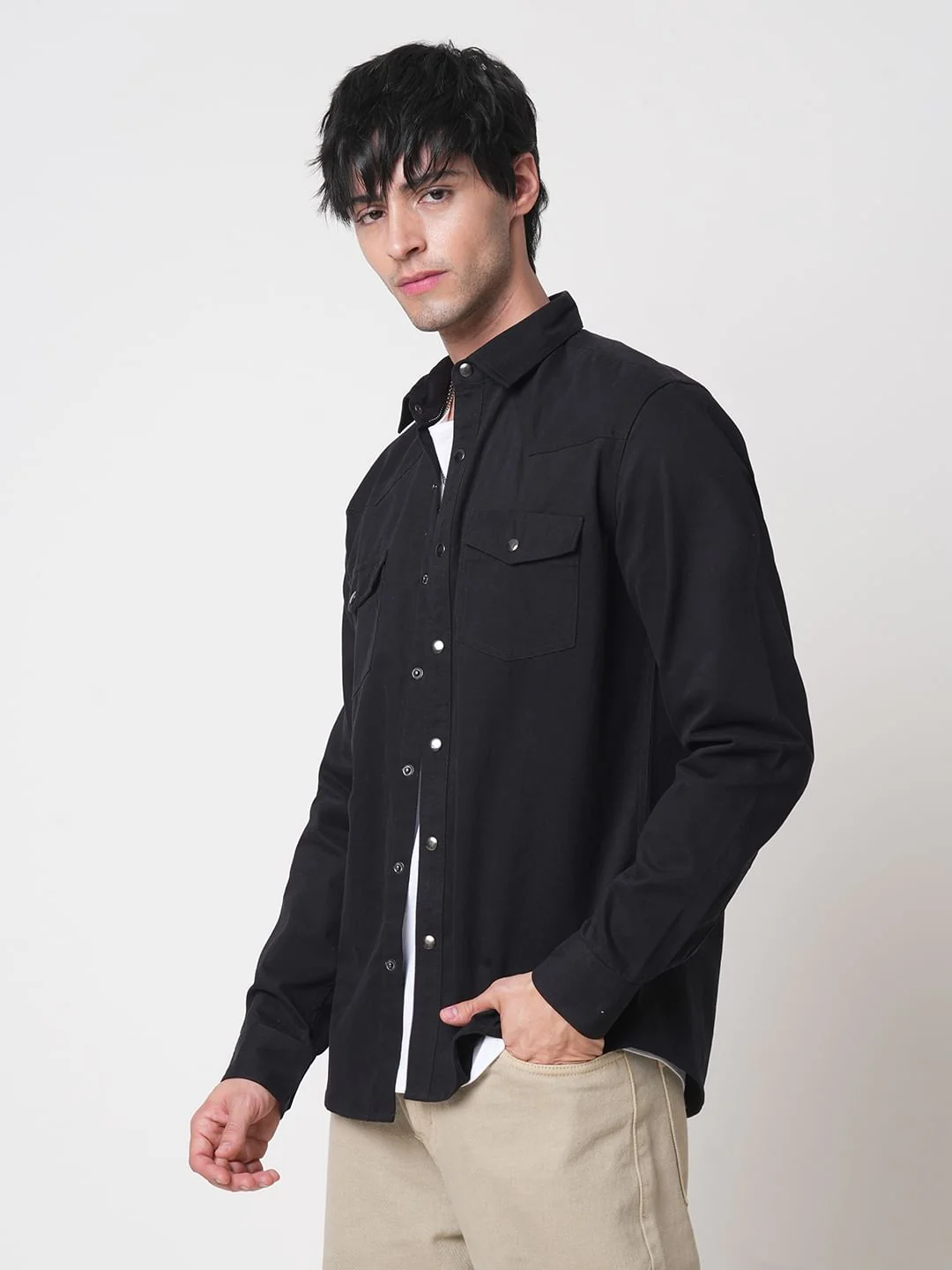 Intense Black Double Pocket Overshirt - Image 6