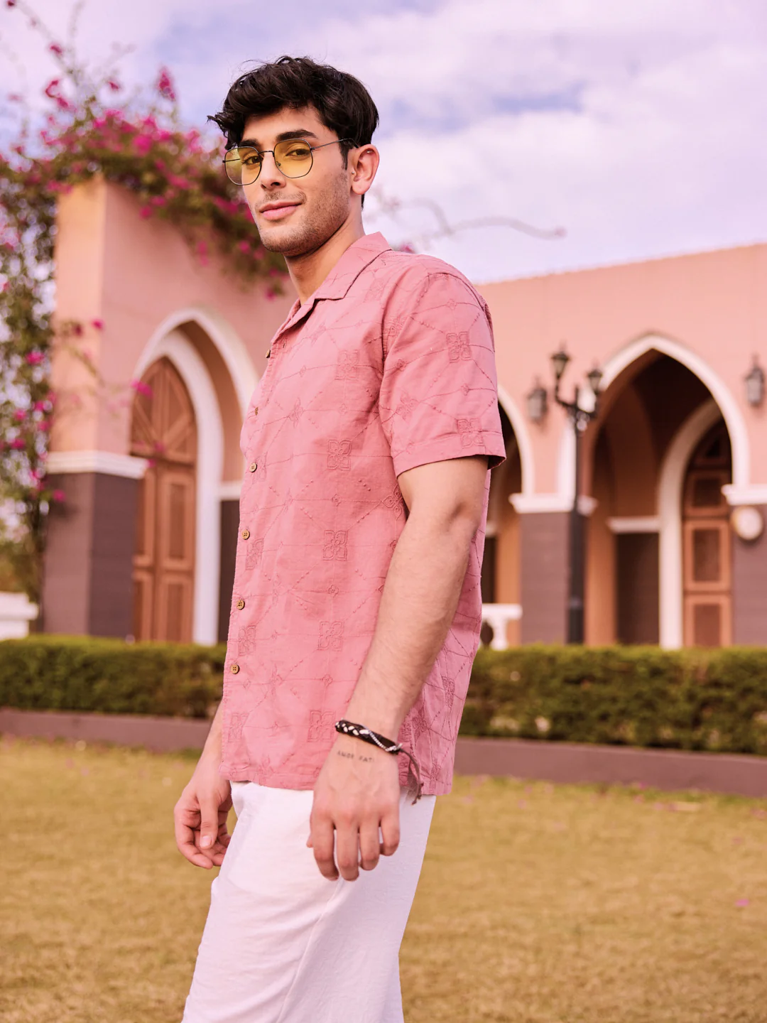Intricate Geometric Coral Embroidered Oversized Shirt - Image 4