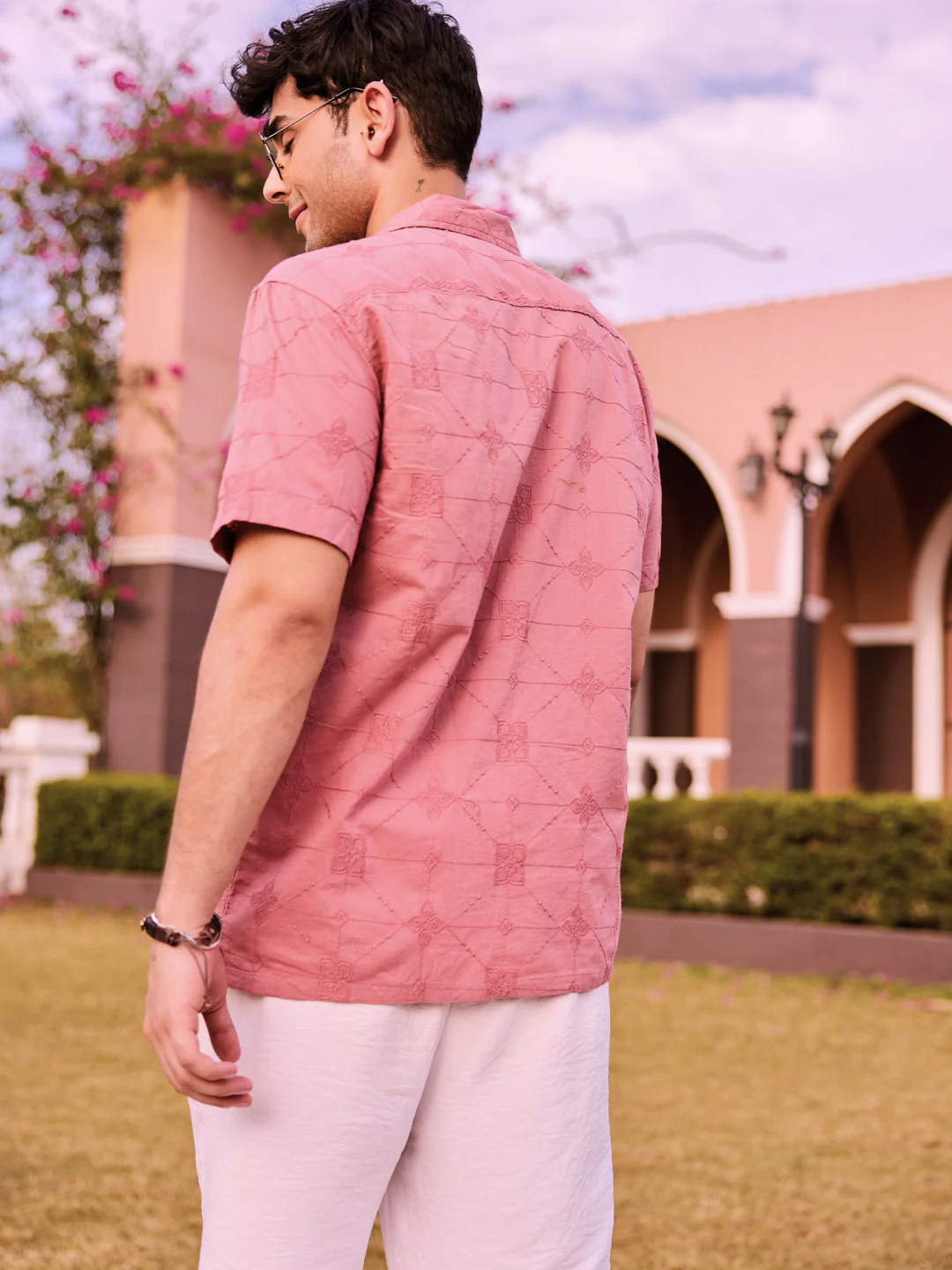 Intricate Geometric Coral Embroidered Oversized Shirt - Image 5