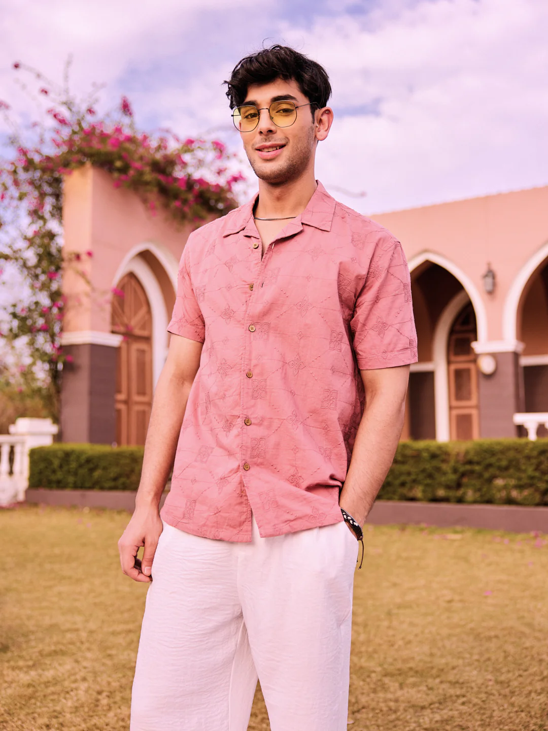 Intricate Geometric Coral Embroidered Oversized Shirt - Image 6