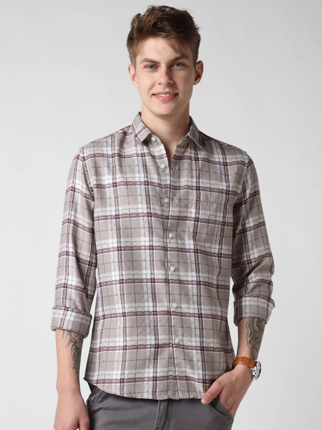 Multicolour Jacquard Checkered Shirt - Image 5