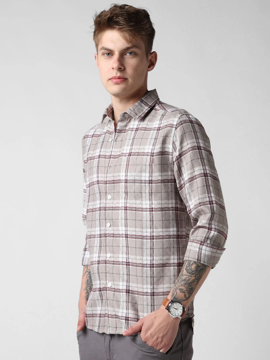 Multicolour Jacquard Checkered Shirt - Image 6