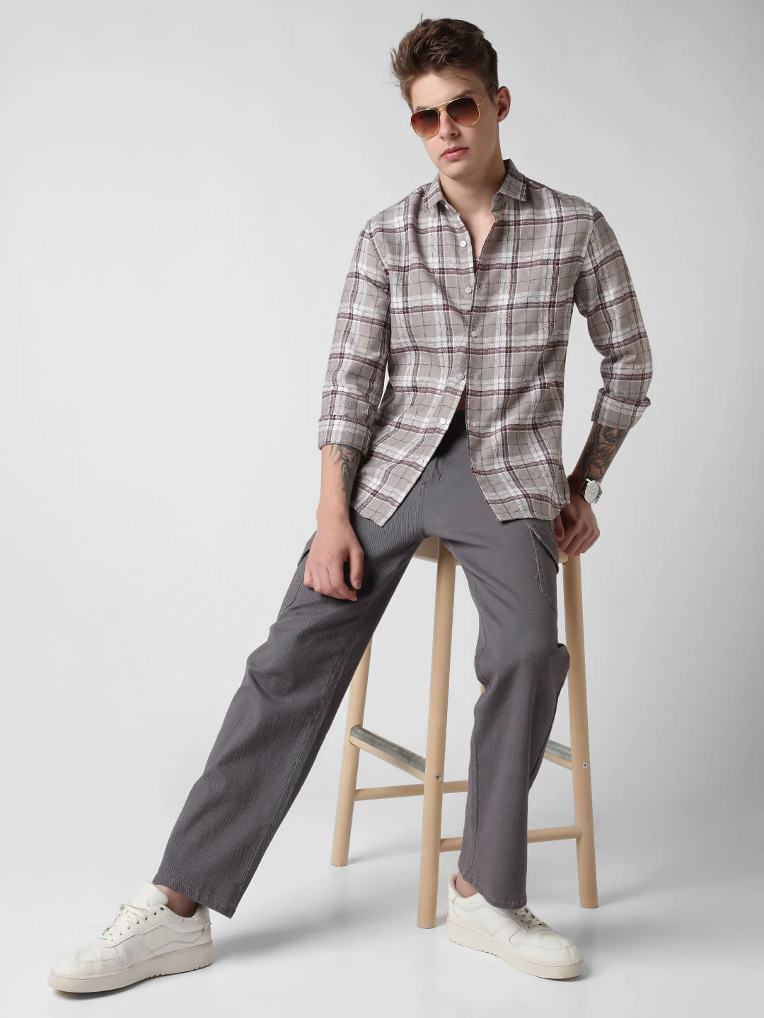 Multicolour Jacquard Checkered Shirt - Image 8