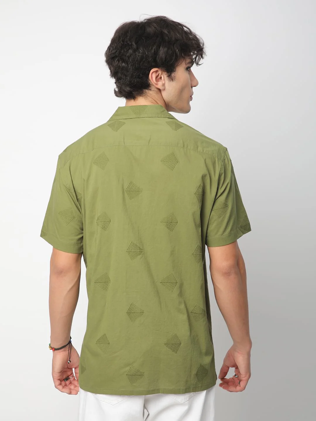 Olive Leaf Embroidered Oversized Shirt - Image 7