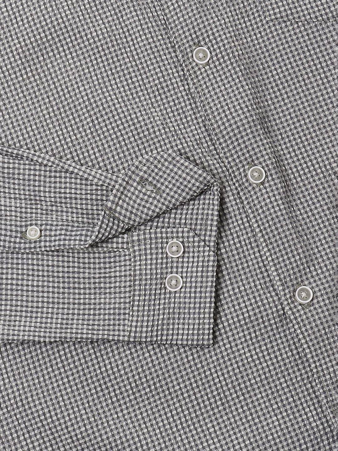 Olive Tiny Checkered Seersucker Shirt - Image 3