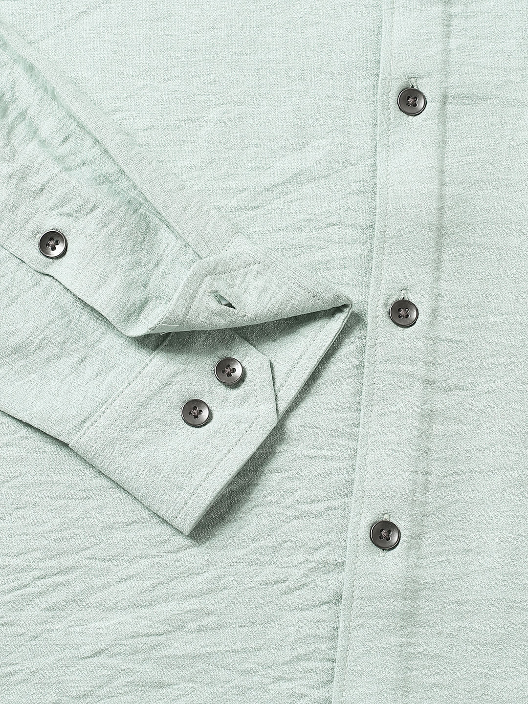 Premium Italian Linen Pastel Green Crinkle Shirt - Image 3