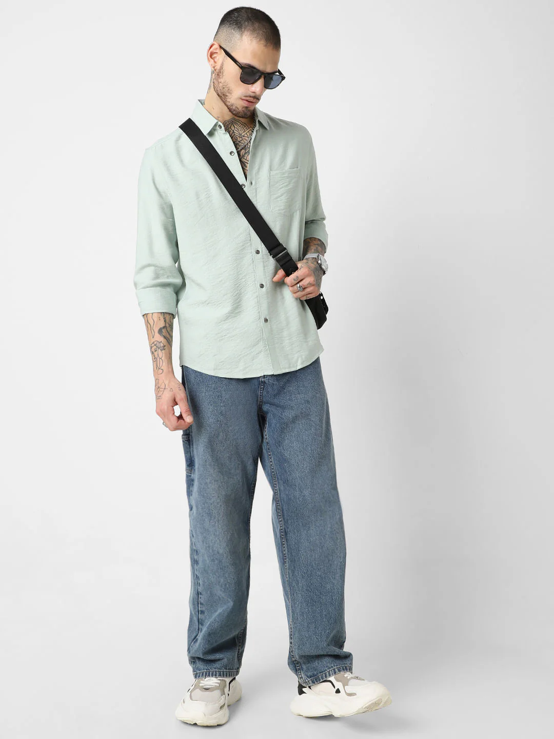 Premium Italian Linen Pastel Green Crinkle Shirt - Image 8