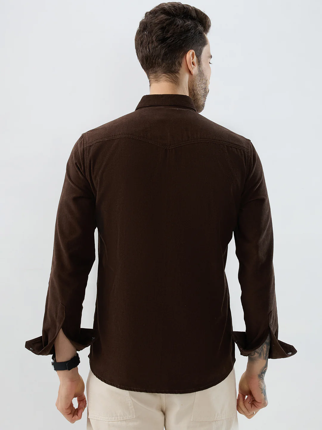 Rich Hickory Brown Double Pocket Corduroy Overshirt - Image 6