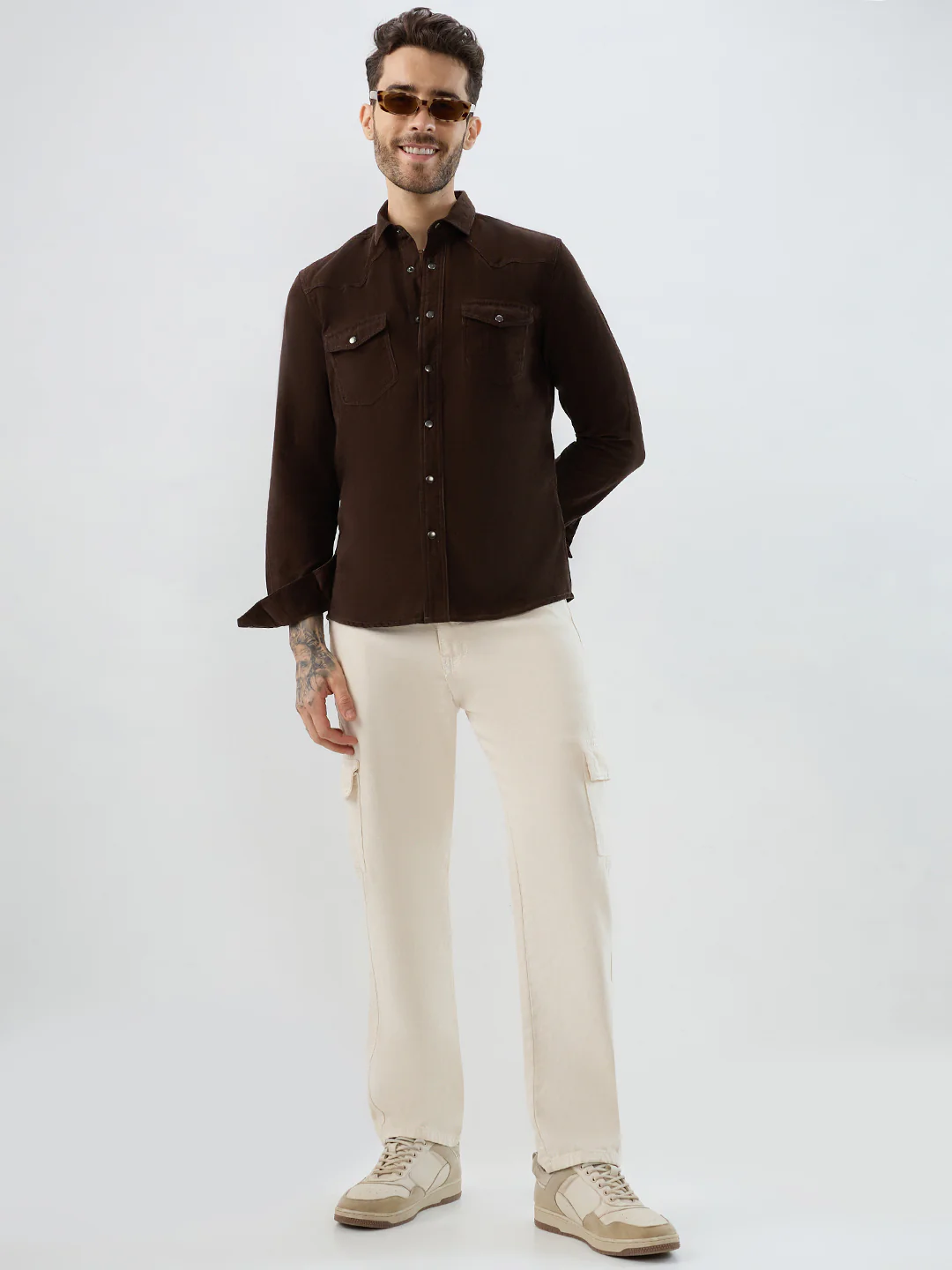 Rich Hickory Brown Double Pocket Corduroy Overshirt - Image 7