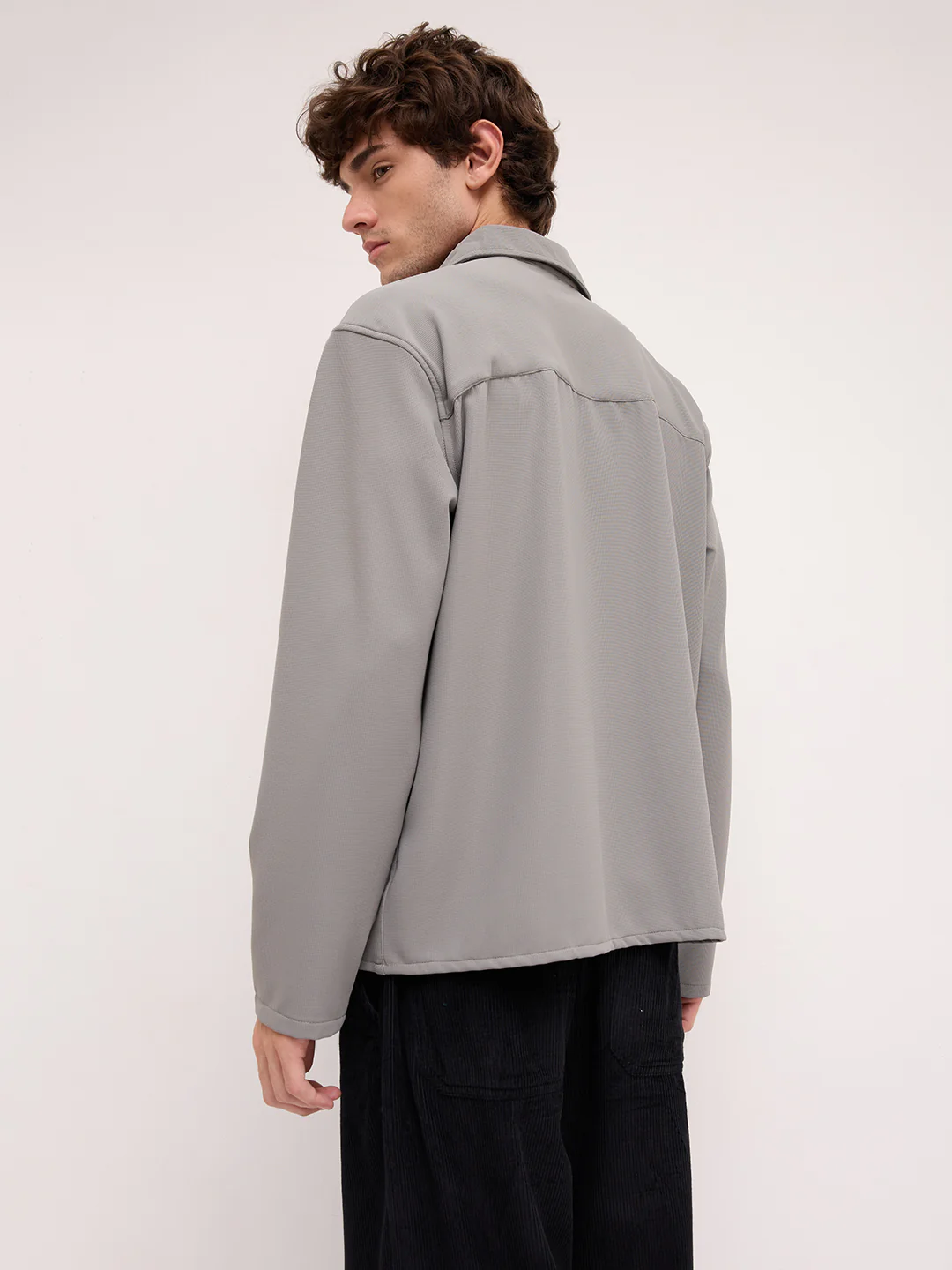 Spanish Grey Oversized Polo Tencel Knit Shirt - Image 7