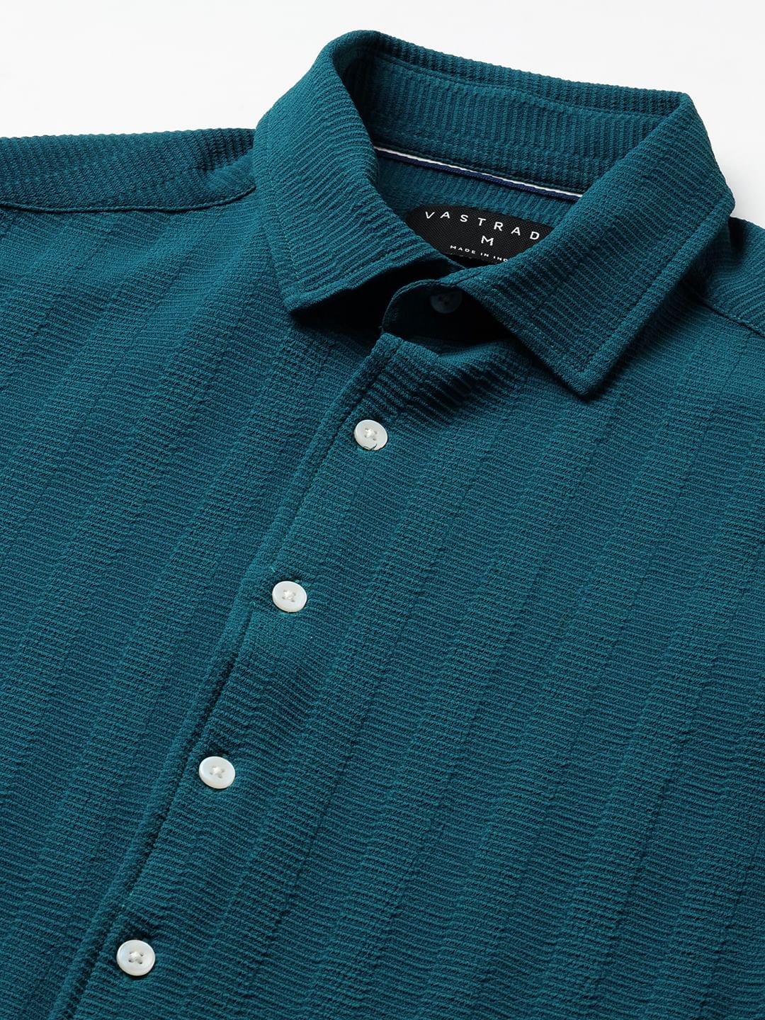 Teal Blue Textured Shirt - Image 3