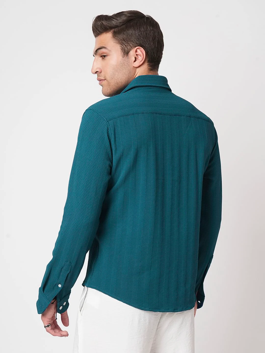 Teal Blue Textured Shirt - Image 7