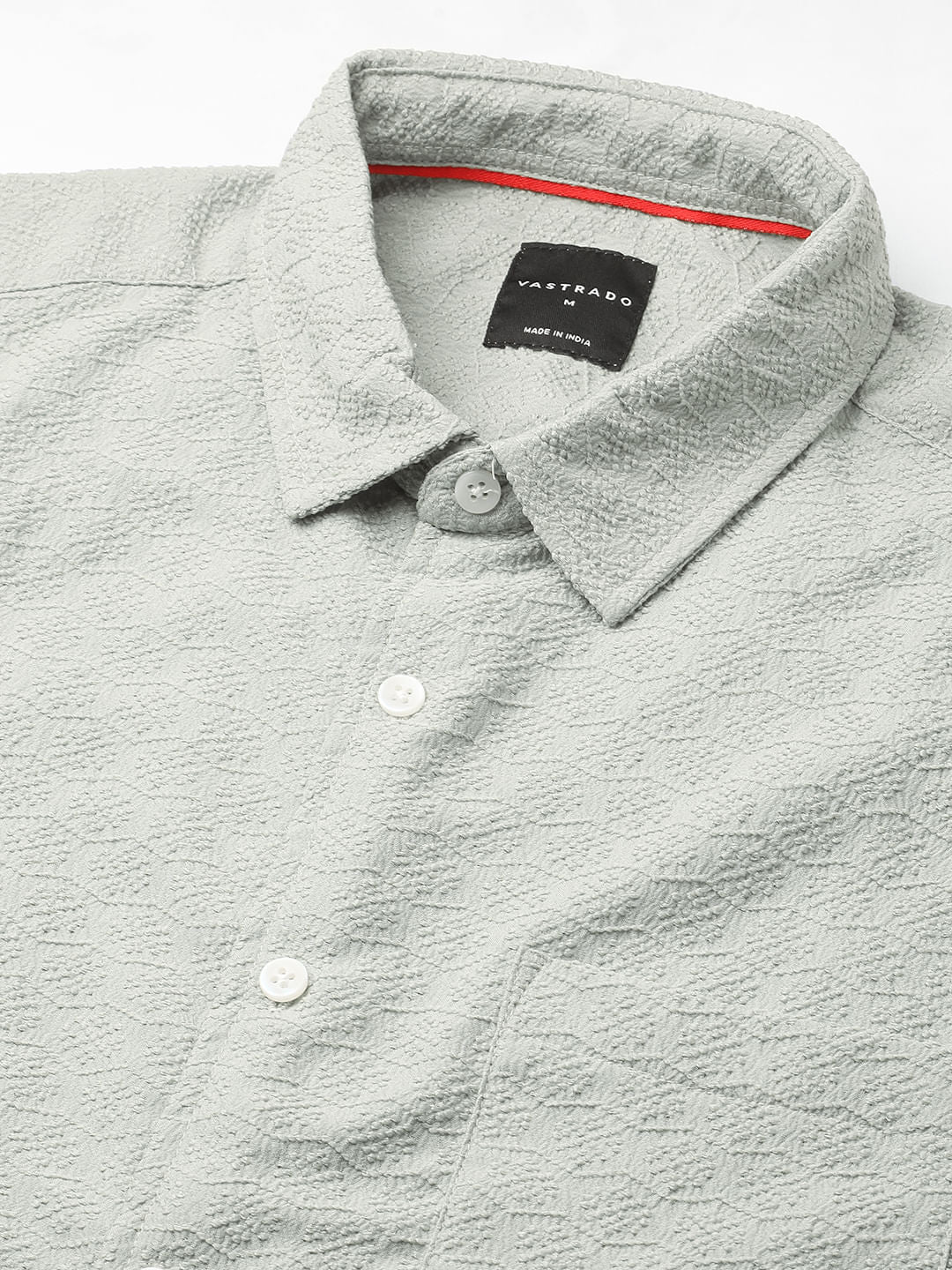 Wavy Textured Sage Green Jacquard Shirt - Image 9
